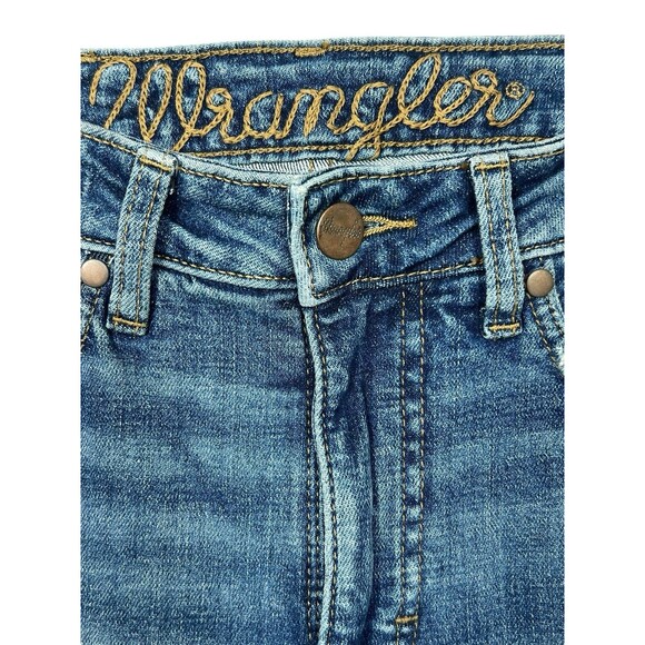 Wrangler Jeans Size 26x34 Blue Trumpet‎ Bell Bottoms Flare Bareback Hip Hop Boho - Picture 4 of 11
